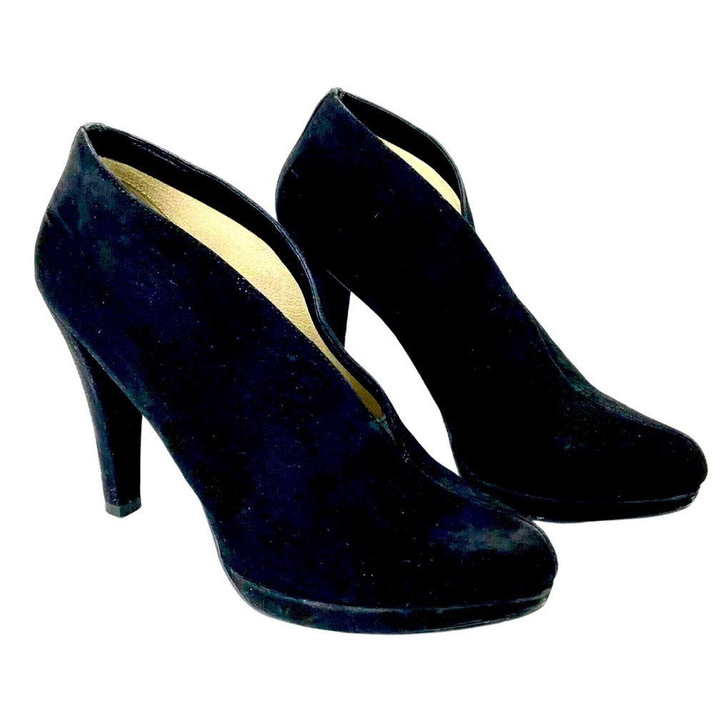 Michael Kors Black Suede V Shaped Slip On Booties